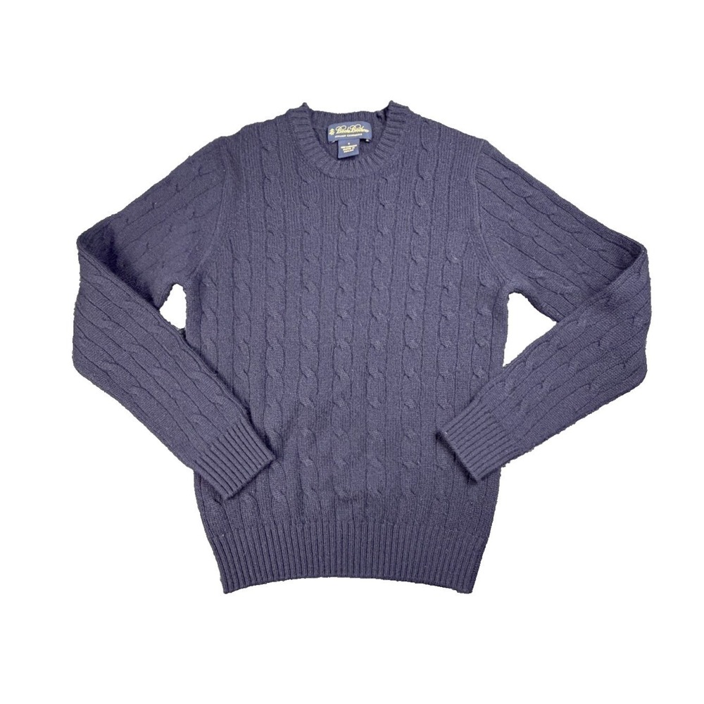 Brooks Brothers Navy Cable Knit Italian Cashmere Sweater Womens S Preppy Classic